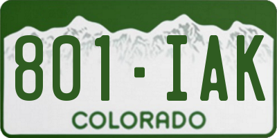 CO license plate 801IAK