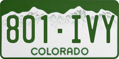 CO license plate 801IVY