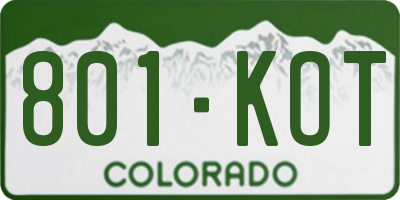 CO license plate 801KOT