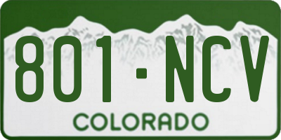 CO license plate 801NCV