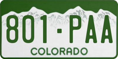 CO license plate 801PAA