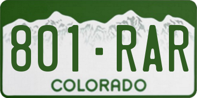 CO license plate 801RAR