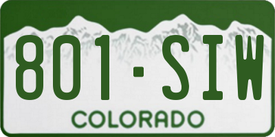 CO license plate 801SIW