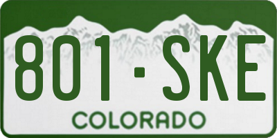 CO license plate 801SKE