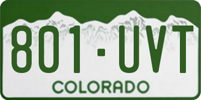 CO license plate 801UVT