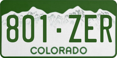 CO license plate 801ZER