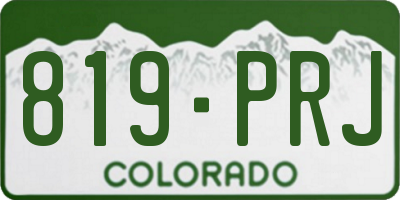 CO license plate 819PRJ