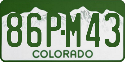 CO license plate 86PM43