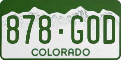 CO license plate 878GOD