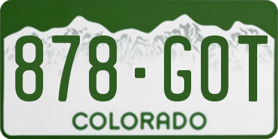 CO license plate 878GOT