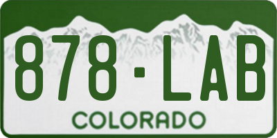 CO license plate 878LAB