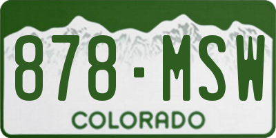 CO license plate 878MSW