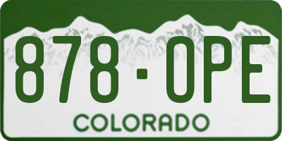 CO license plate 878OPE