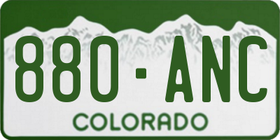 CO license plate 880ANC