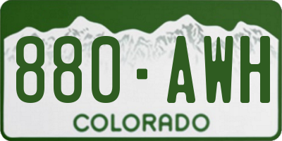 CO license plate 880AWH