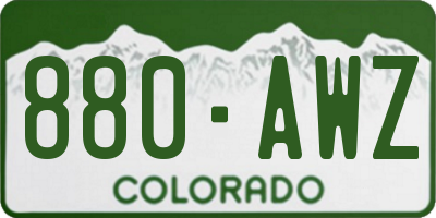 CO license plate 880AWZ