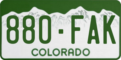 CO license plate 880FAK