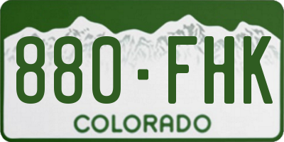 CO license plate 880FHK