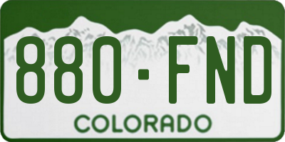 CO license plate 880FND