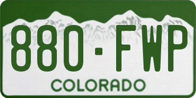 CO license plate 880FWP