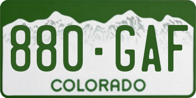 CO license plate 880GAF