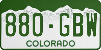 CO license plate 880GBW