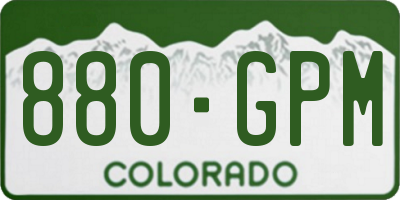 CO license plate 880GPM