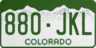 CO license plate 880JKL