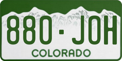 CO license plate 880JOH