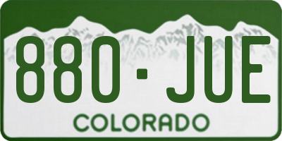 CO license plate 880JUE