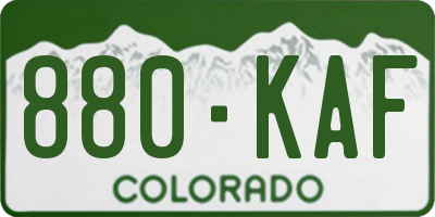 CO license plate 880KAF