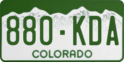 CO license plate 880KDA
