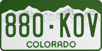 CO license plate 880KOV