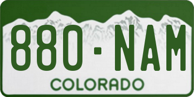 CO license plate 880NAM