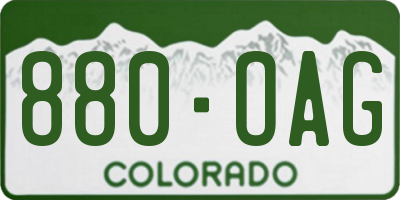 CO license plate 880OAG