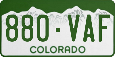 CO license plate 880VAF
