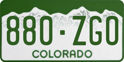 CO license plate 880ZGO