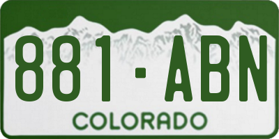 CO license plate 881ABN