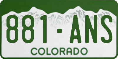 CO license plate 881ANS