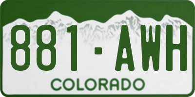 CO license plate 881AWH