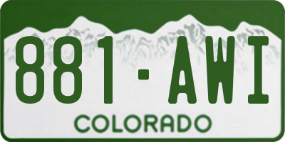 CO license plate 881AWI