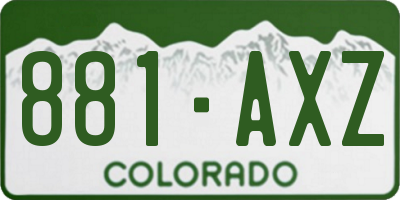 CO license plate 881AXZ