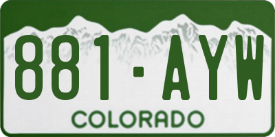 CO license plate 881AYW