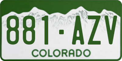 CO license plate 881AZV