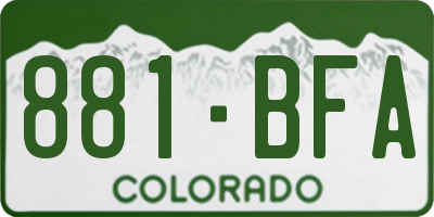 CO license plate 881BFA