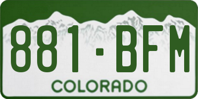 CO license plate 881BFM