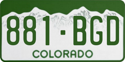 CO license plate 881BGD