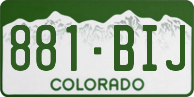 CO license plate 881BIJ