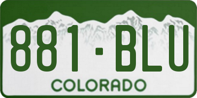 CO license plate 881BLU