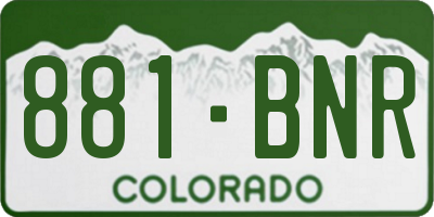 CO license plate 881BNR